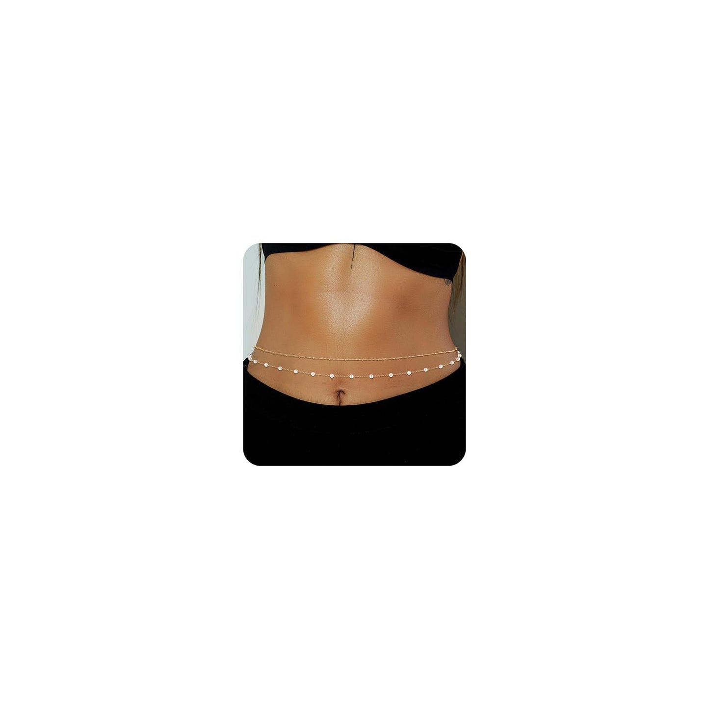 HSWYFCJY 1PCS/2PCS Gold Waist Chain for Women - Adjustable Bead Belly Chain Jewelry Accessories for Sexy Bikini, Waterproof Layered Summer Body Belt Chains for Beach, Party, 26.7"+9.8" Extender