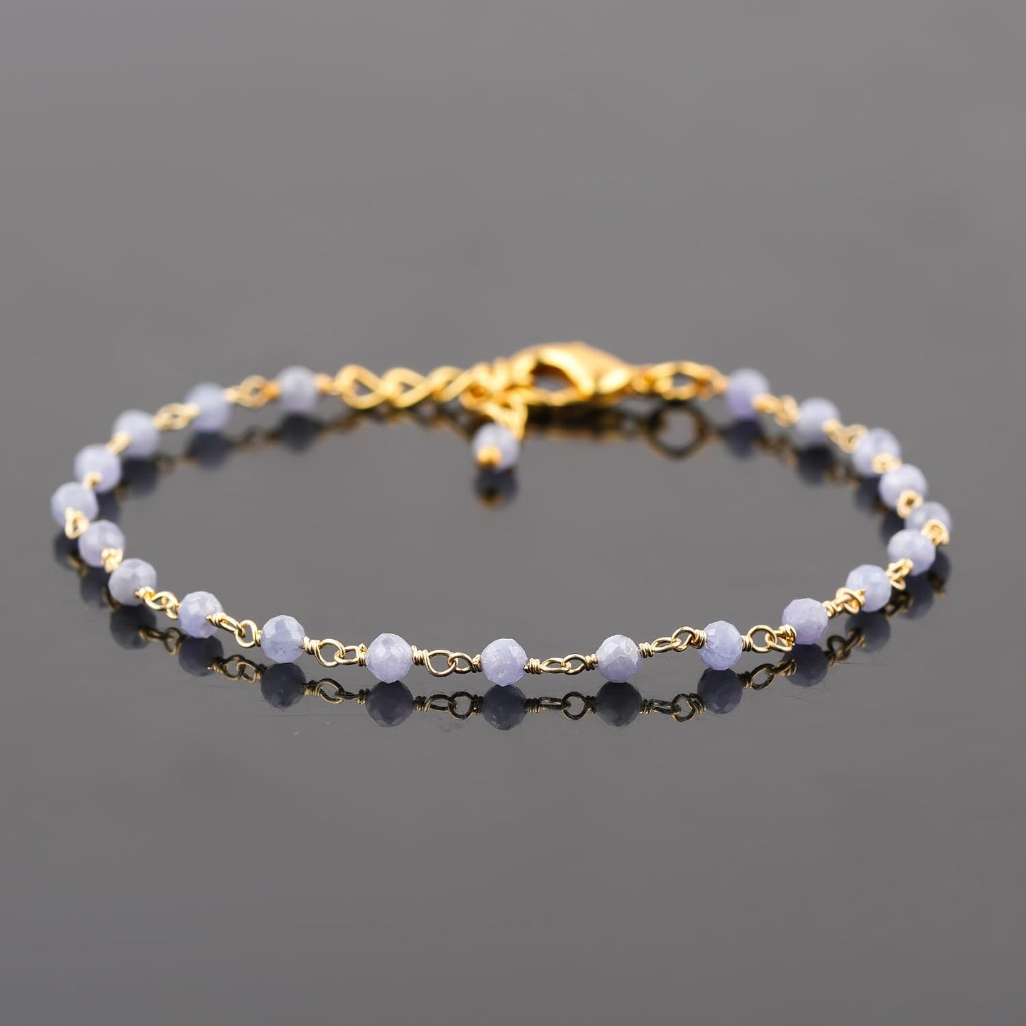 CRYSTALINES (3pcs) Genuine Blue Tanzanite Gemstone Cluster Combo Set, 14K Gold Plated Jewelry, Blue Crystals Rosary Chain, Handmade Bohemian Jewelry - Bracelets, Necklace, Earrings for Women