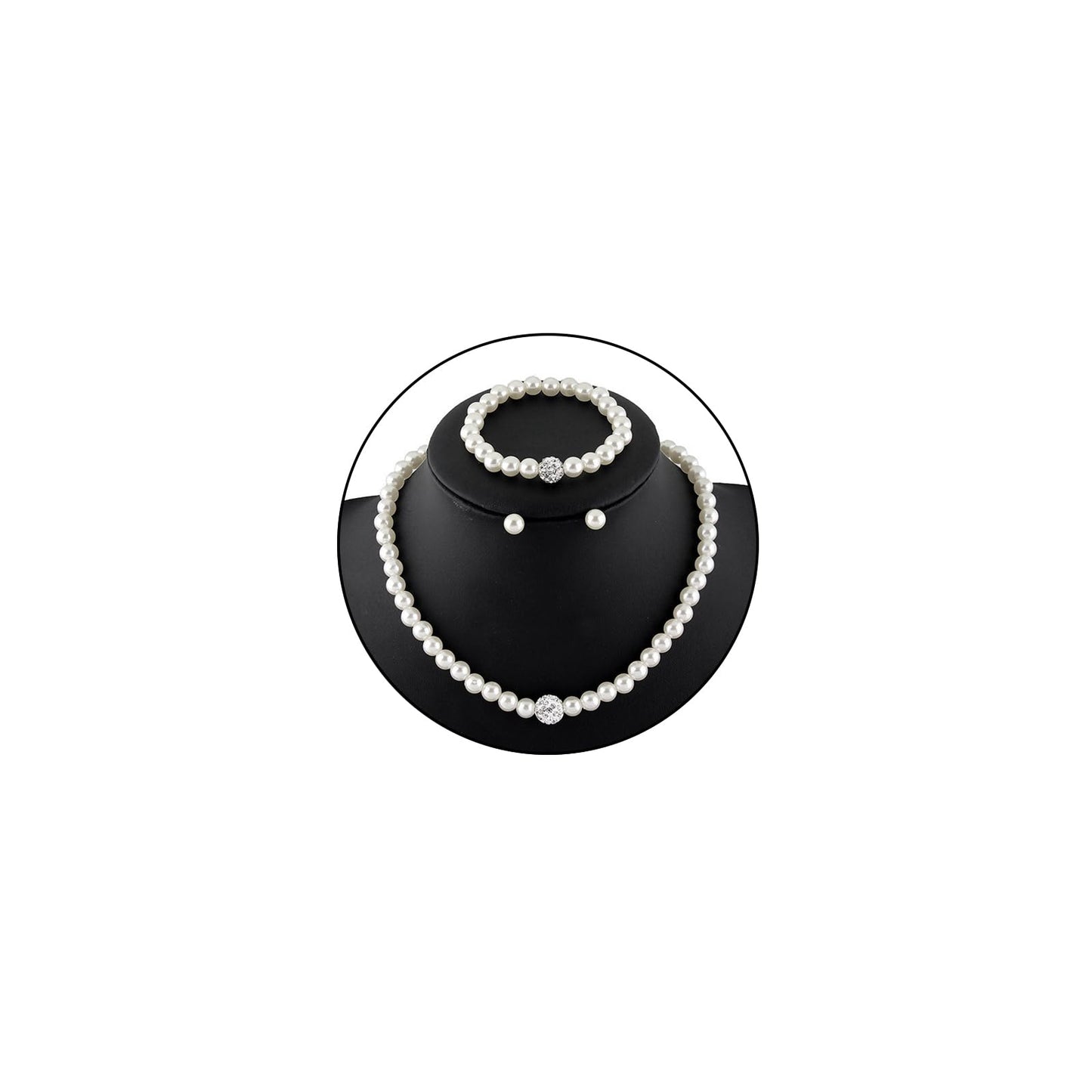 CSIYANJRY99 Pearl Necklace and Earring Set Faux Pearl Prom Jewelry Sets for Women Imitation Beaded Pearl Necklace Bracelet Stud Earrings for Women (C)