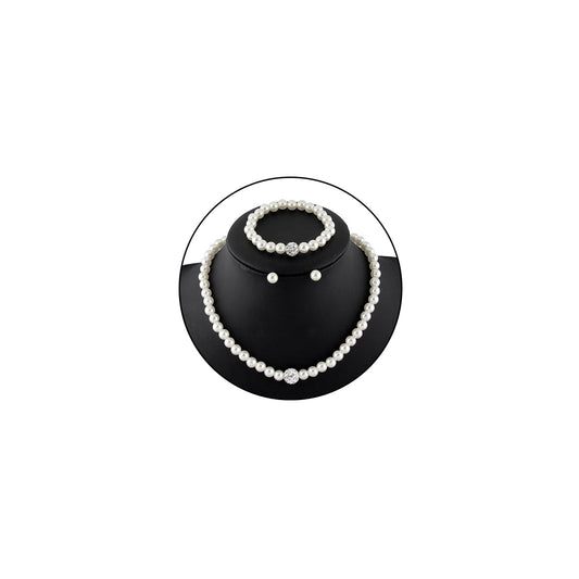 CSIYANJRY99 Pearl Necklace and Earring Set Faux Pearl Prom Jewelry Sets for Women Imitation Beaded Pearl Necklace Bracelet Stud Earrings for Women (C)
