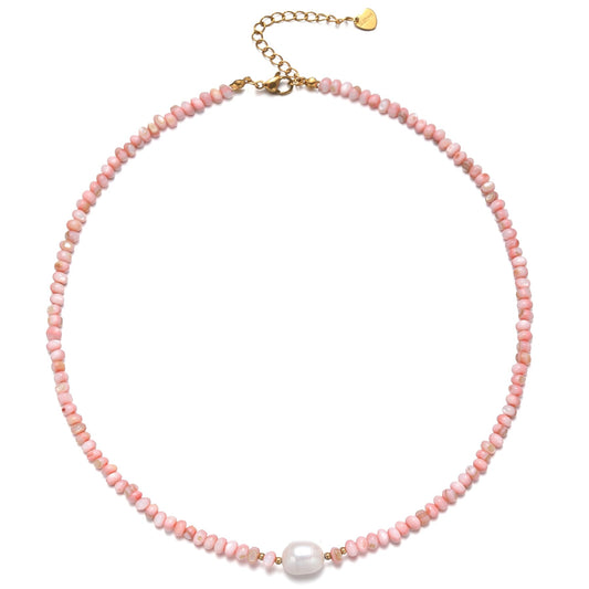 ERNAULO Beaded Necklaces for Women Seashell Beach Necklace with Freshwater Pearl 14K Gold Plated Boho Summer Handmade Jewelry CK-Seashell-pink