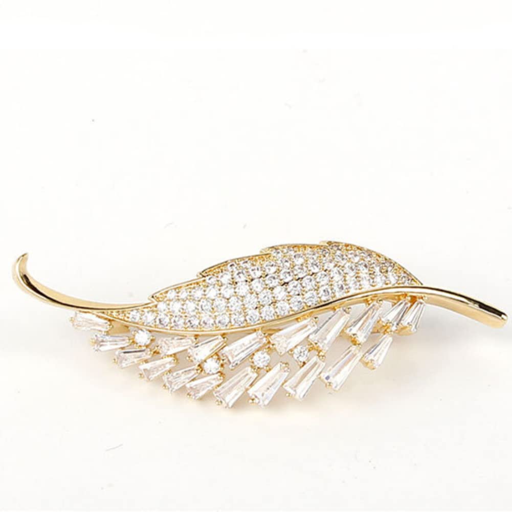 AILONMEI Elegant Gold Leaf Brooch Pin Corsage Brooches Jewelry for Women Fashion Pearl Costume Broaches and Pins (Gold)
