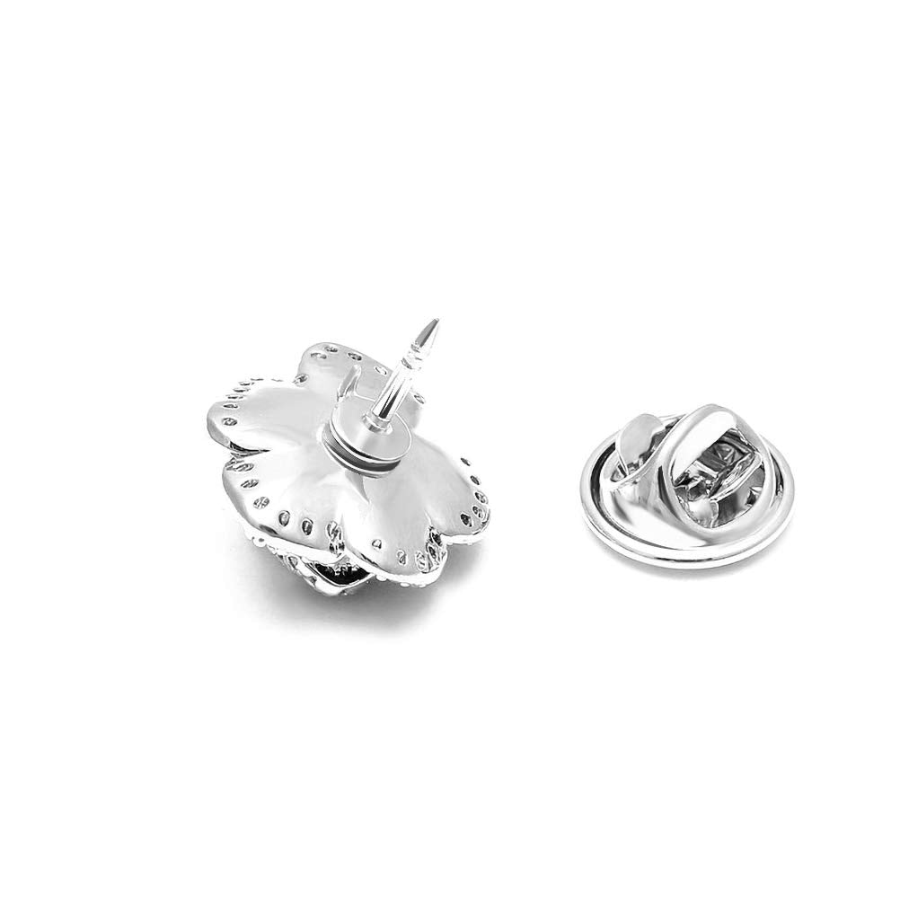 Elegant Crystal Blooming Rose Flower Brooch Lapel Pin Breastpin for Women Birdal Cardigan Hat Scarf Suit Sweater Floral Pins (Silver Rose Pin)