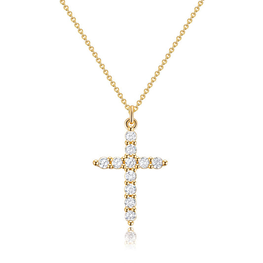Robaice Cross Necklace for Women 14K Gold Plated Cross Pendant Necklace Simple Gold Necklaces Faith Cross Jewelry First Communion Necklace, Gold