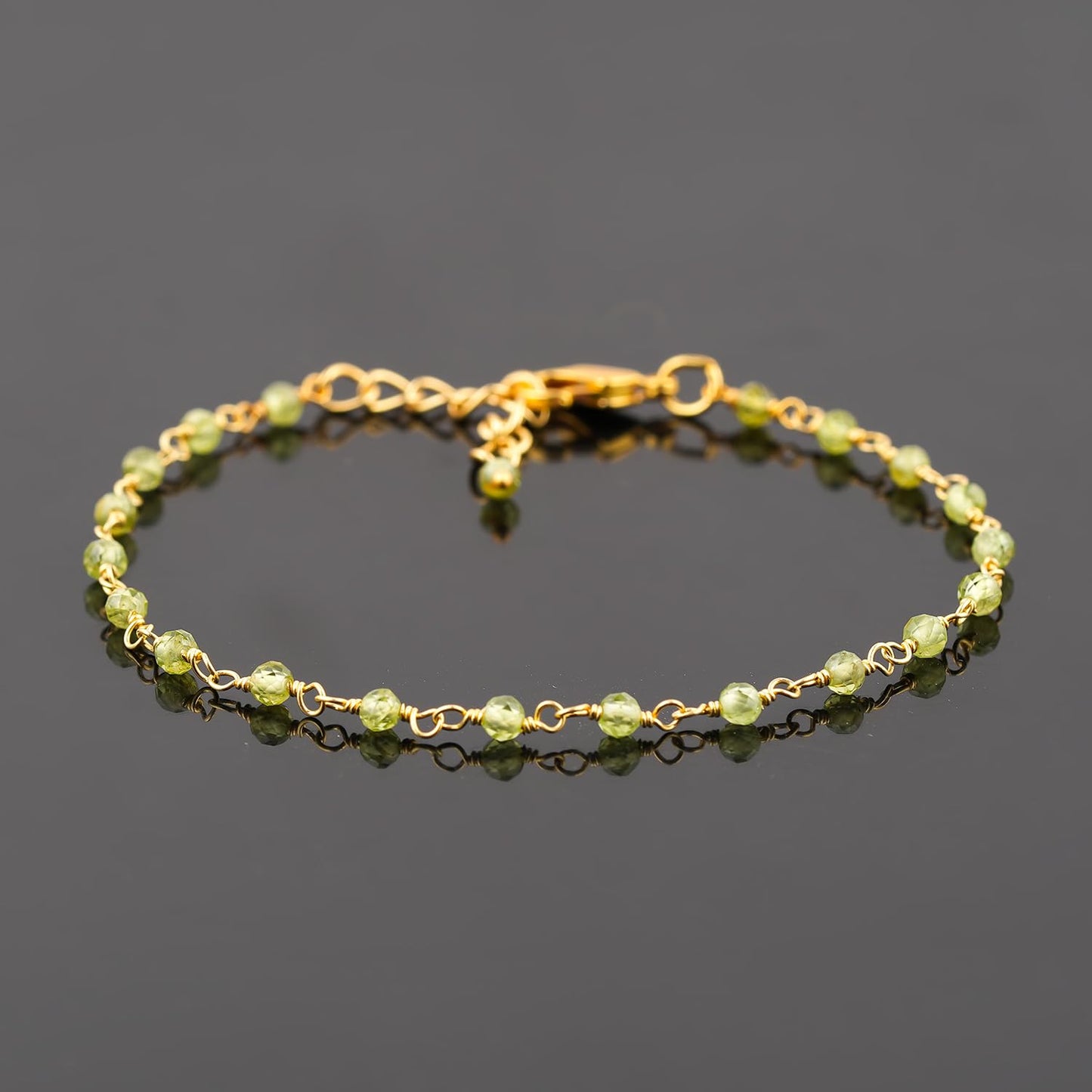 CRYSTALINES (3pcs) Natural Peridot Gemstone Cluster Jewelry Combo Set, 14K Gold Plated, Crystals Beads Rosary Chain, Handmade Bohemian Jewelry - Bracelets, Necklace, Earrings for Women