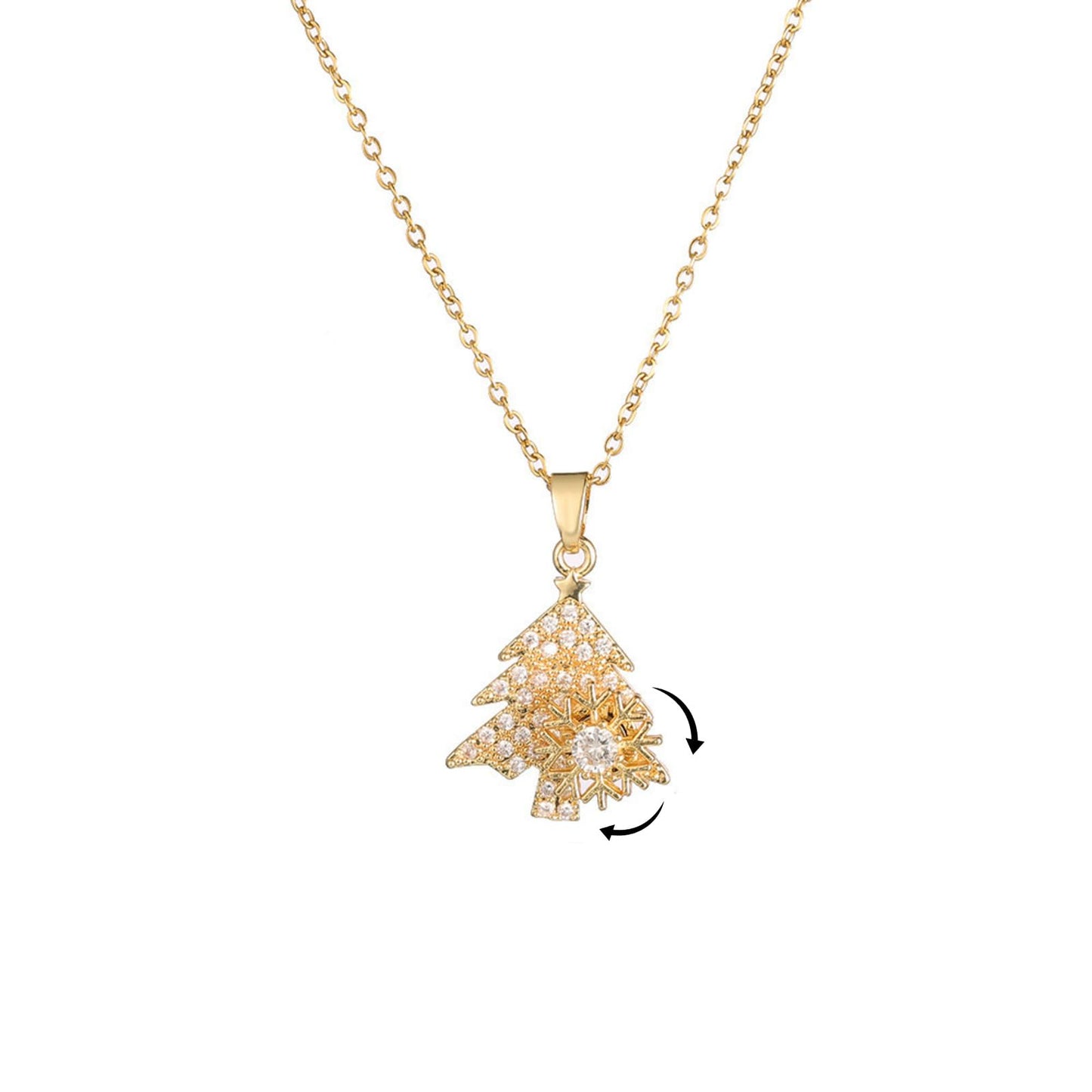 KONPJE Sunflower Fidget Necklace for Women Gold Moon Necklace Rotating Heart Necklaces Spinning Crystal Flower Anxiety Necklaces Crescent Moons Jewelry Accessories (Gold Tree)