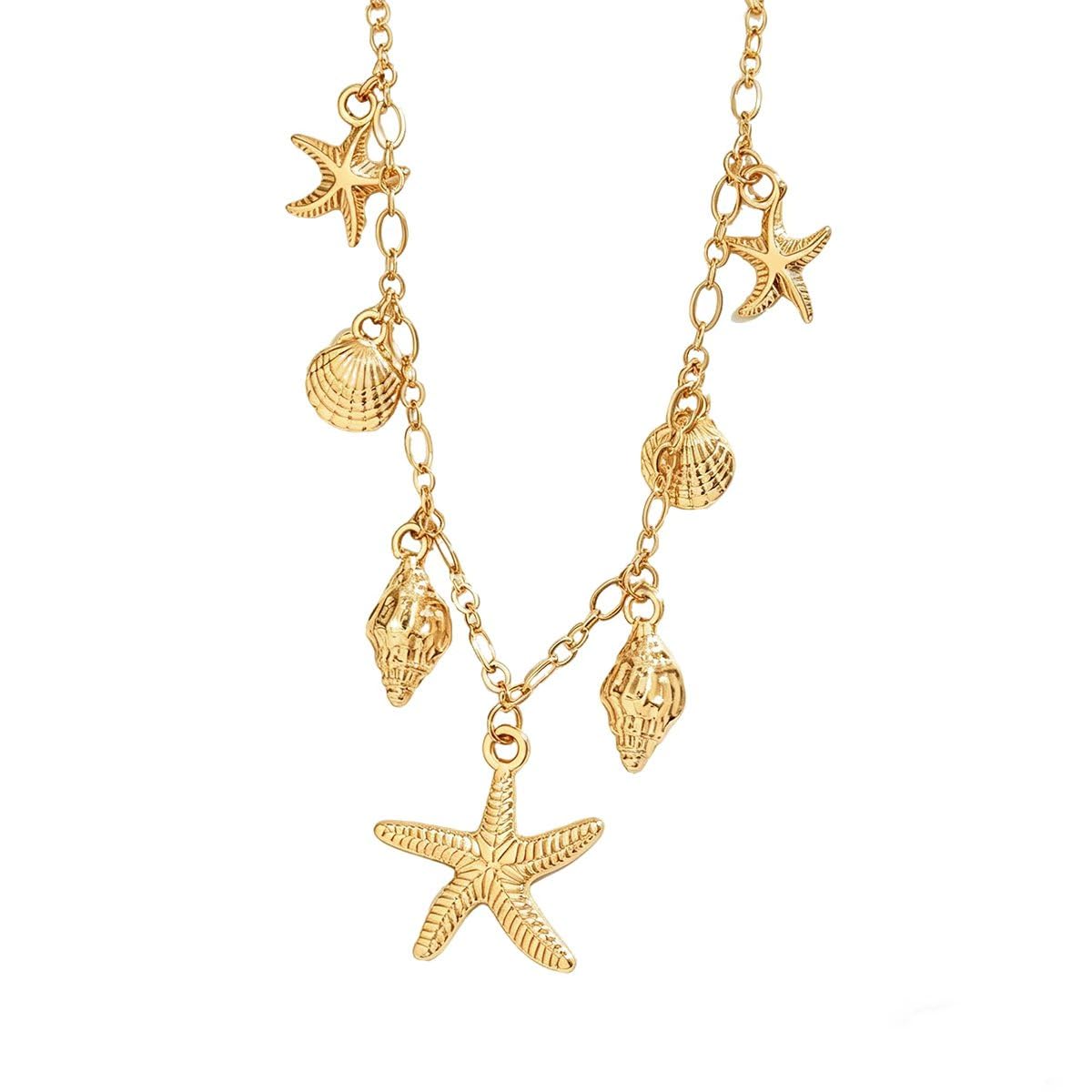 keekingdom Gold Seashell Necklace Adjustable Summer Necklaces for Women Beachy Jewelry for Swimwear Bikini Vacation Necklace for Beach Outfits (Gold)