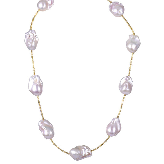 Freshwater Pearl Necklaces for Women; Baroque Pearl Necklace; Long Pearls Necklace for Women; Pearl and Gold Necklace; Real Pearls Station Necklace