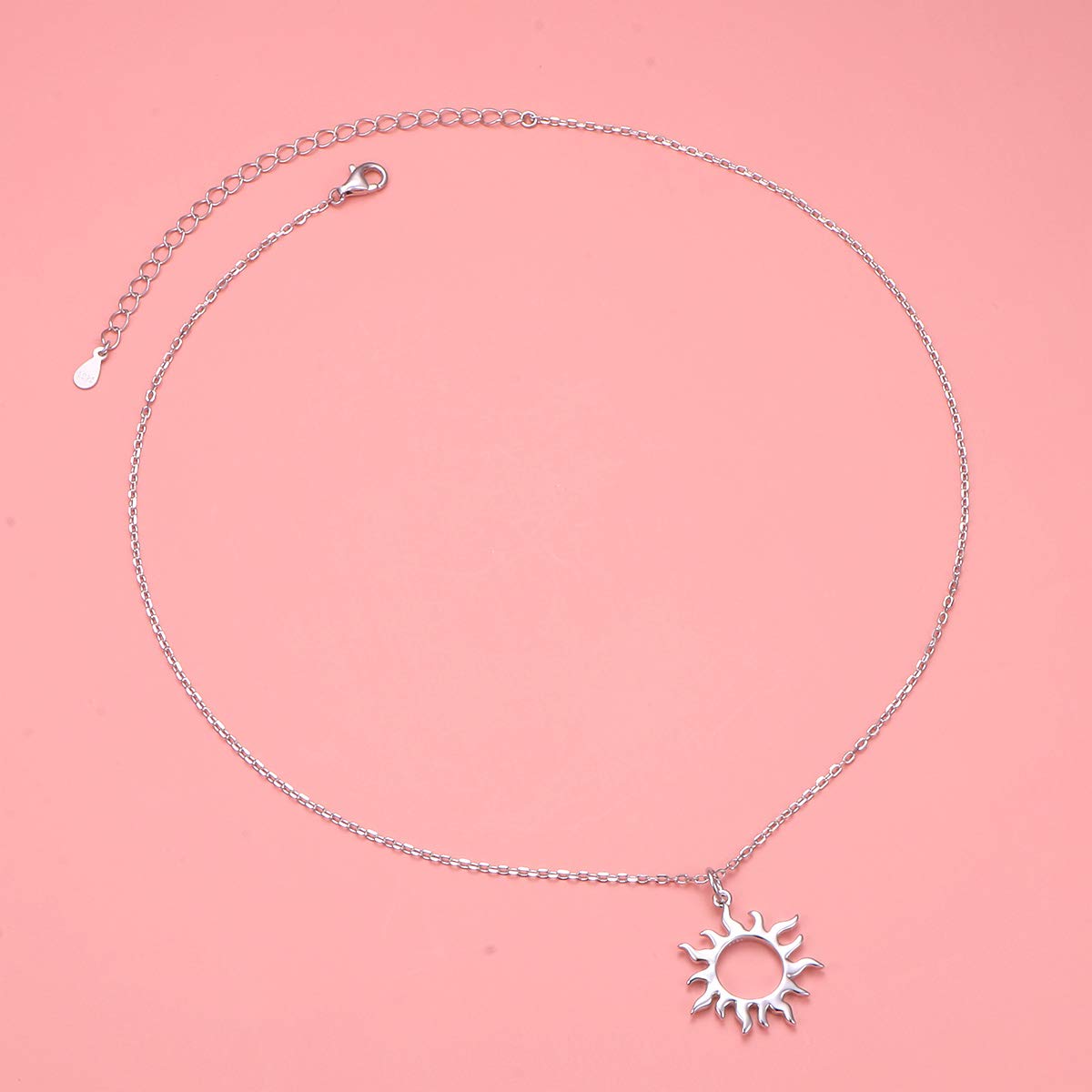 DAOCHONG S925 Sterling Silver Sun Choker Short Dainty Necklace Pendant for Women Jewelry Gift