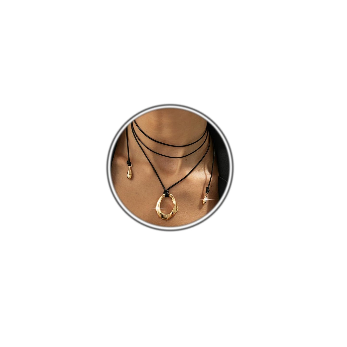 Hcrohihit Chunky Hollow Pendant Necklace for Women,Trendy Charm Big Circle Necklace Boho Punk Cowgirl Outfits Western Accessories (C-GD)