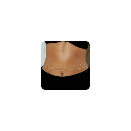 HSWYFCJY 1PCS/2PCS Gold Waist Chain for Women - Adjustable Belly Chain Jewelry Accessories for Sexy Bikini, Waterproof Layered Summer Body Belt Chains for Beach, Party, 26.7"+9.8" Extender