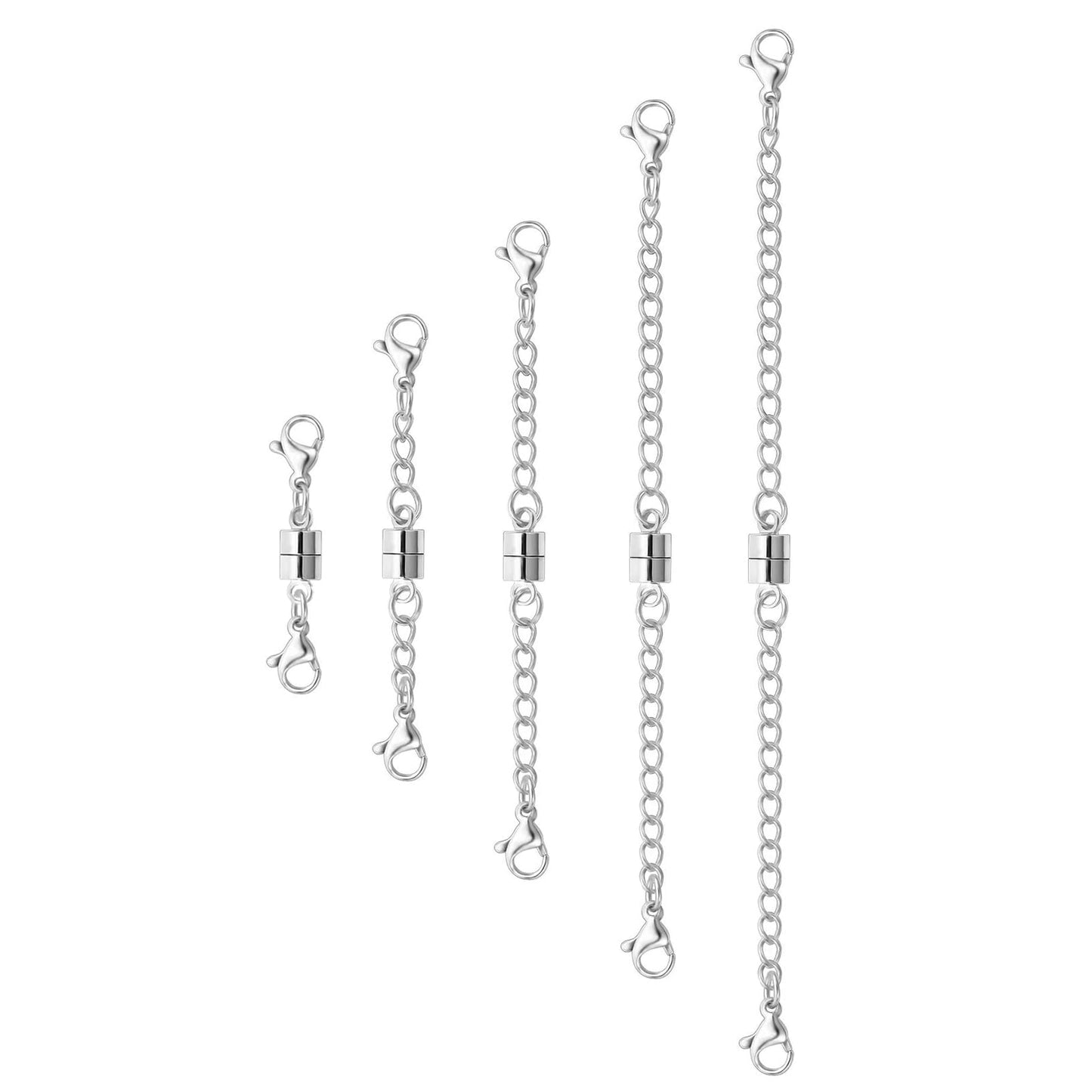 MKCYD Necklace Extender with Magnetic Clasps, Silver Magnetic Necklace Clasps and Closures with Necklace Extenders for Women