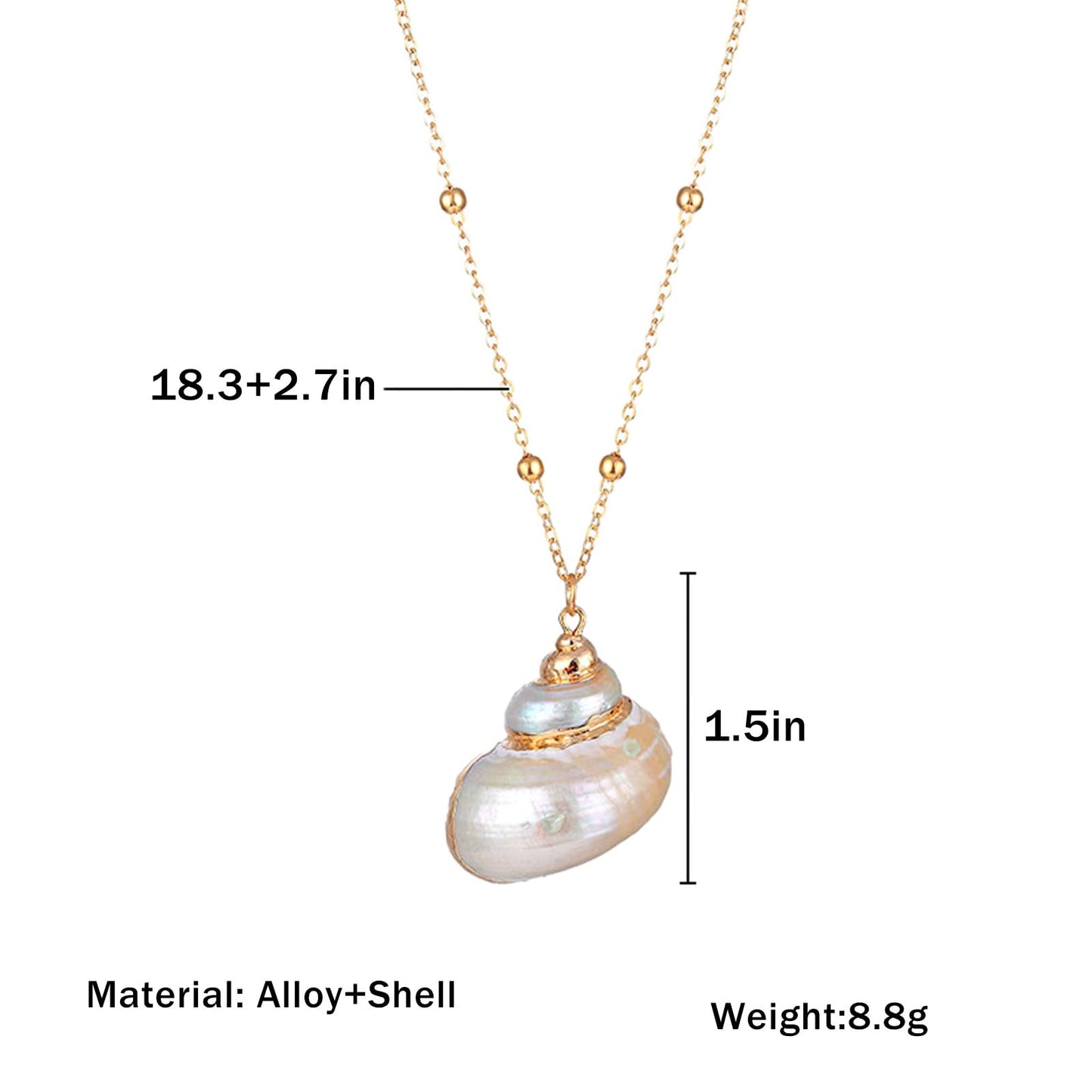 BYETOCE Pure White Conch Pendant Necklace Simple Dainty Gold Plated Ocean Charm Choker Natural Seashell Chain Trendy Boho Beach Jewelry for Women Summer Vacation Decorations
