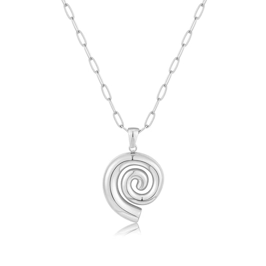 INNERDIVA Silver Chunky Spiral Pendant Necklace Summer Pendant Necklaces Vintage Swirl Necklace Jewelry Present for Women