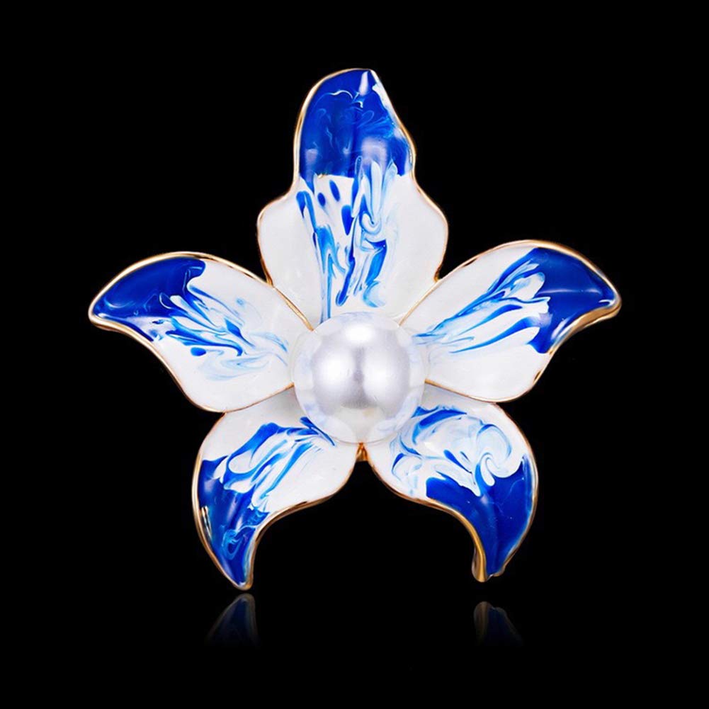 Elegant Enamel Plum Blossom Flower Brooch Pin, AILUOR Fashion Gold Plated Pearls Floral Brooch Lapel Pin for Women Girl Bridal Wedding Corsage Jewelry Gifts (Plum)