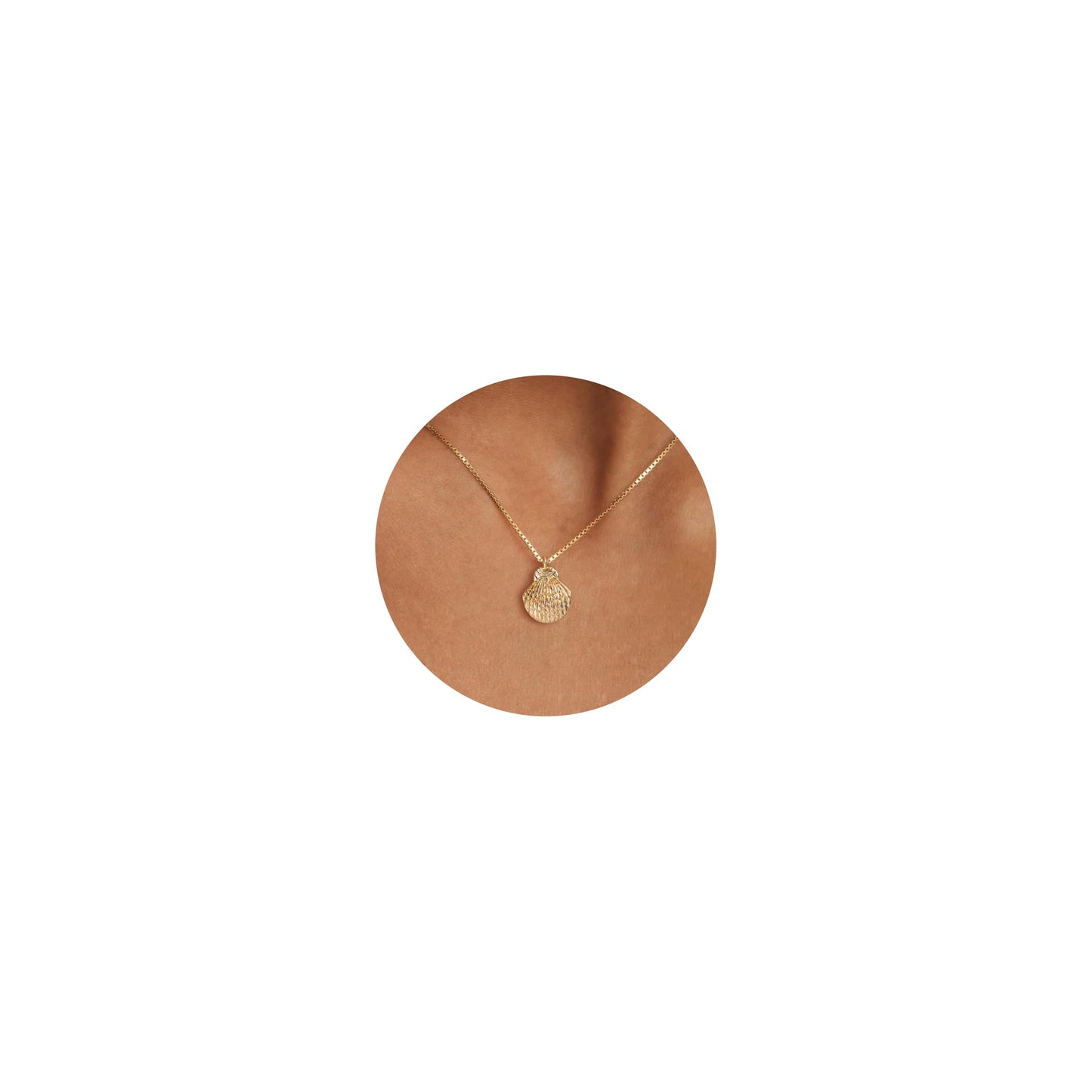 BSGRL Dainty Gold Necklace: 14K Gold Plated Shell Sea Beach Necklace for Women 16.5"+2"