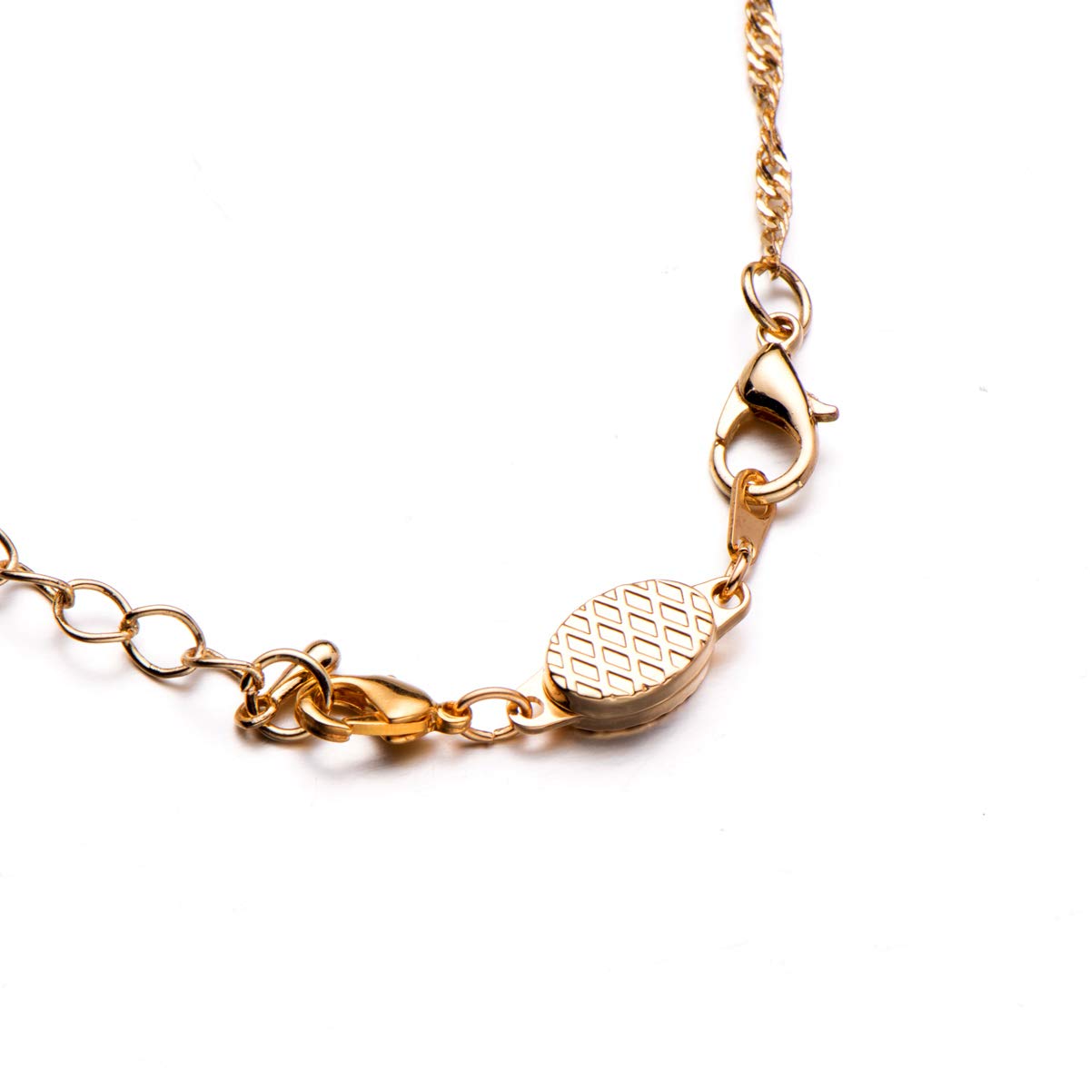 Built-in Safety Locking Magnetic Jewelry Clasp for Necklace and Bracelet Light Small Extender Lobster Clasps Pineapple Texture Metallic Finishes Glod and Silver