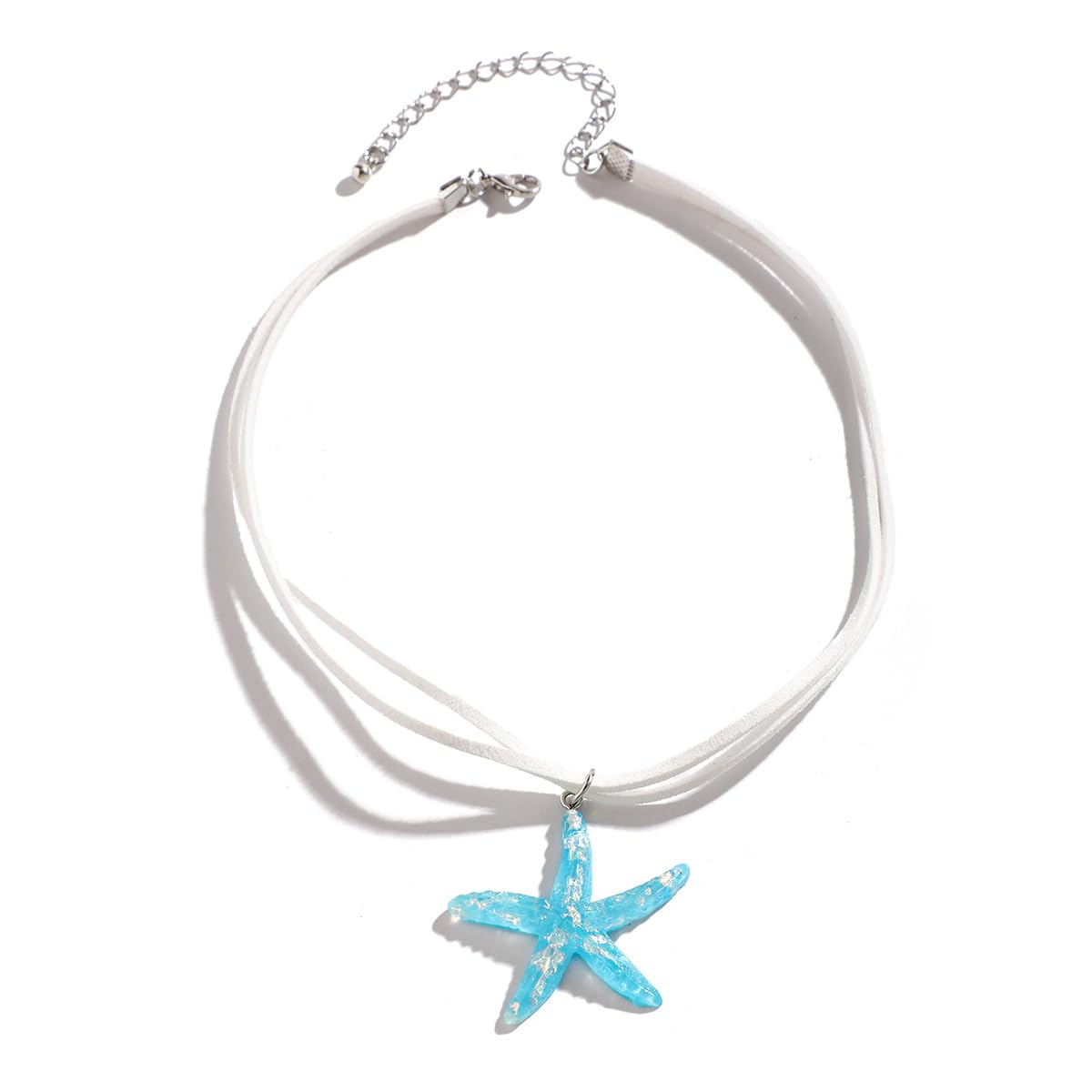 Layered Starfish Necklace Beach Jewelry for Women Seashell Cowrie Puka Shell Necklaces for Women Beach Necklace Turtle Beaded Choker Necklaces Ocean Jewelry (3 - Blue)