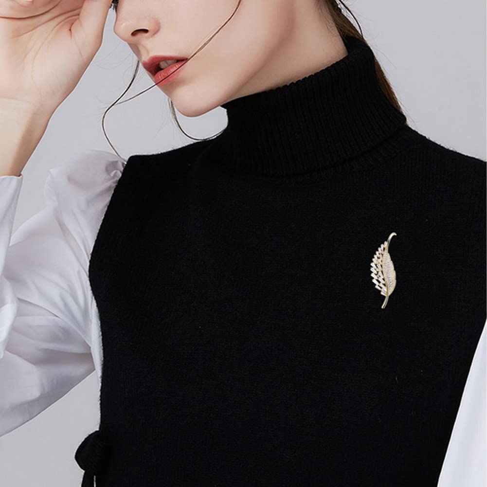 AILONMEI Elegant Gold Leaf Brooch Pin Corsage Brooches Jewelry for Women Fashion Pearl Costume Broaches and Pins (Gold)