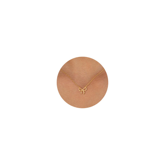 BSGRL Gold Necklace for Women- 14K Gold Plated Dainty Bow Necklace Cute 16.5"+2"
