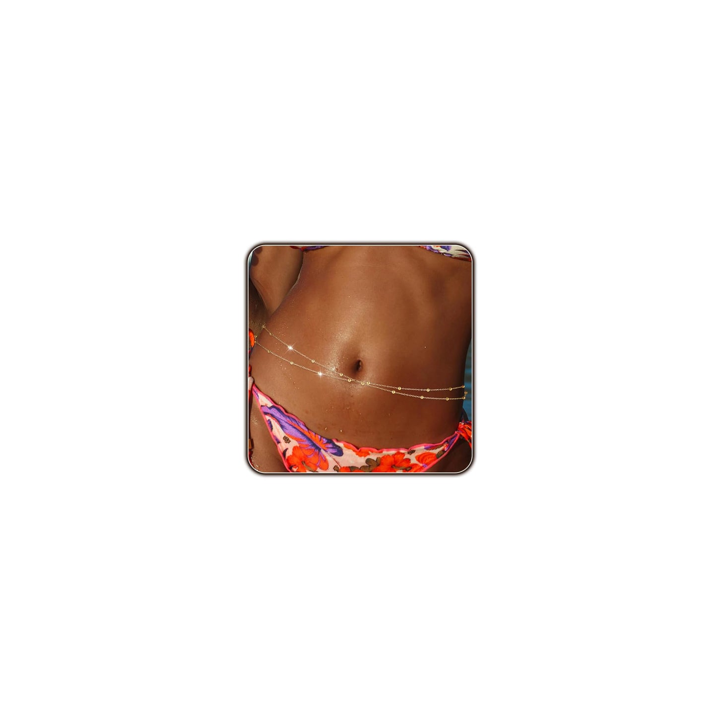 Gold Body Chain for Women Layered Beaded Belly Waist Chain Sexy Bikini Beach Jewelry for Women Waterproof Cute Hips Stomach chain Belt Summer Vacation Accessories Gift For Her Bohemian Boho Jewelry