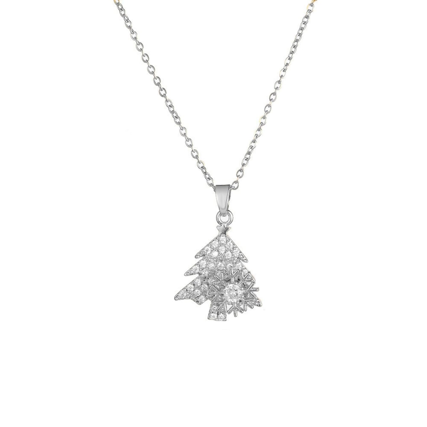 KONPJE Sunflower Fidget Necklace for Women Gold Moon Necklace Rotating Heart Necklaces Spinning Crystal Flower Anxiety Necklaces Crescent Moons Jewelry Accessories (Silver Tree)