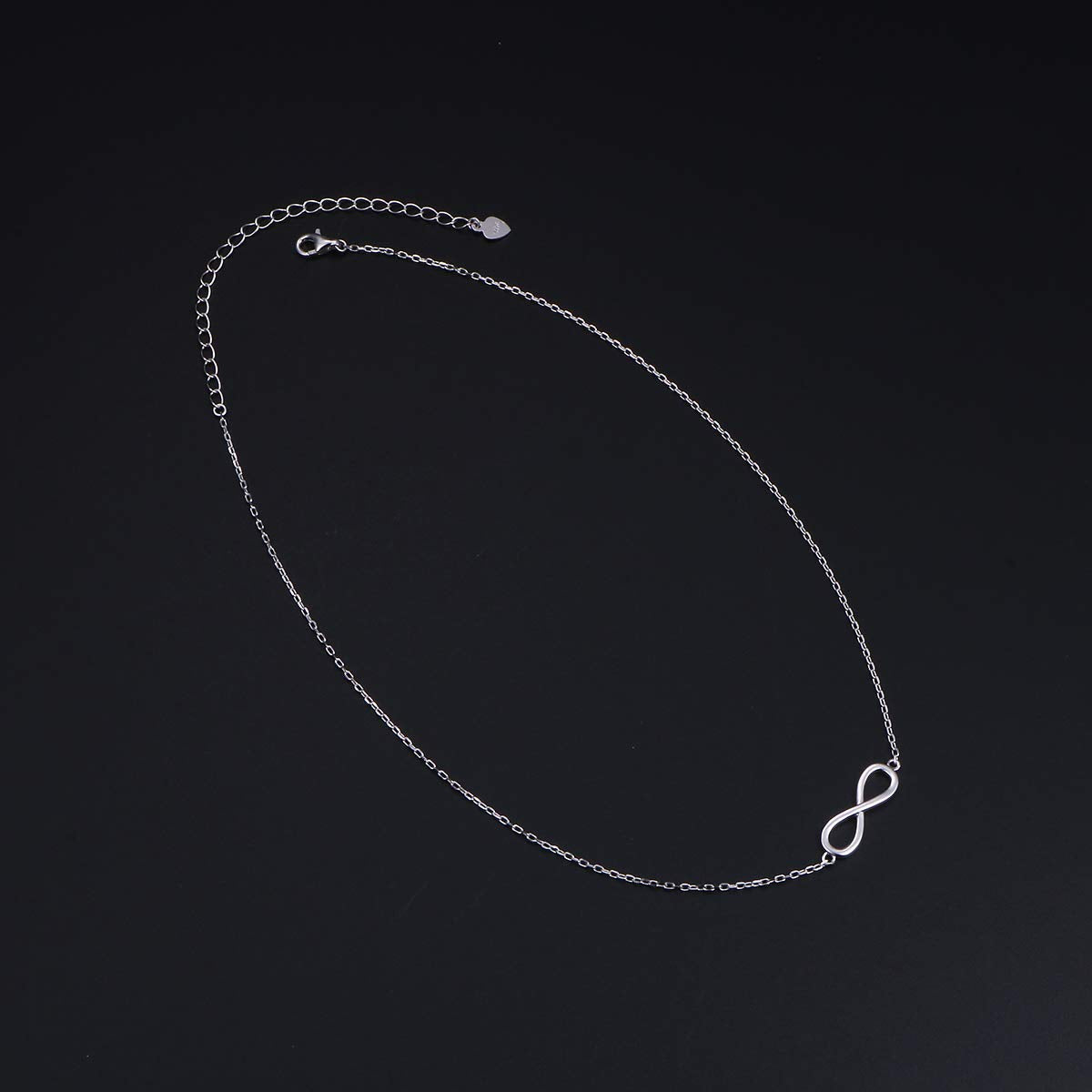 DAOCHONG S925 Sterling Silver Infinity Choker Short Dainty Necklace Pendant for Women Jewelry Gift