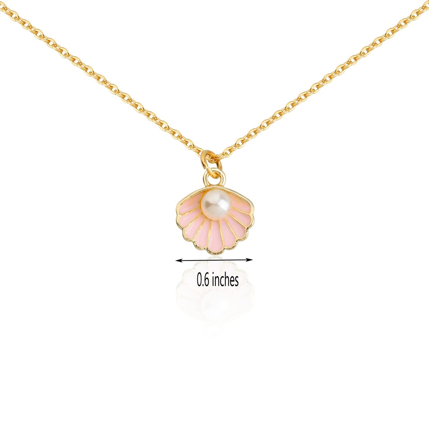 BNQL Seashell Pendant Necklace Beach Lover Gifts Scallop Necklace Enamel Blue Seashell Jewelry Gifts for Women