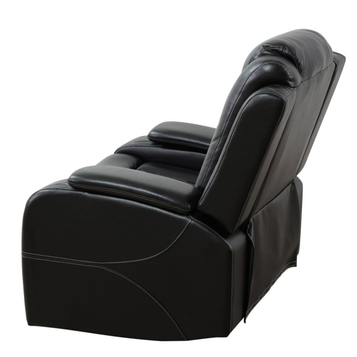 UOCFYK Electric Power Recliner Chair Living Room Furniture, Comfy Wide Lazy Home Theater Breathing Leather Seating with USB 2.0 Charging Ports, LED Light Strips (Black)