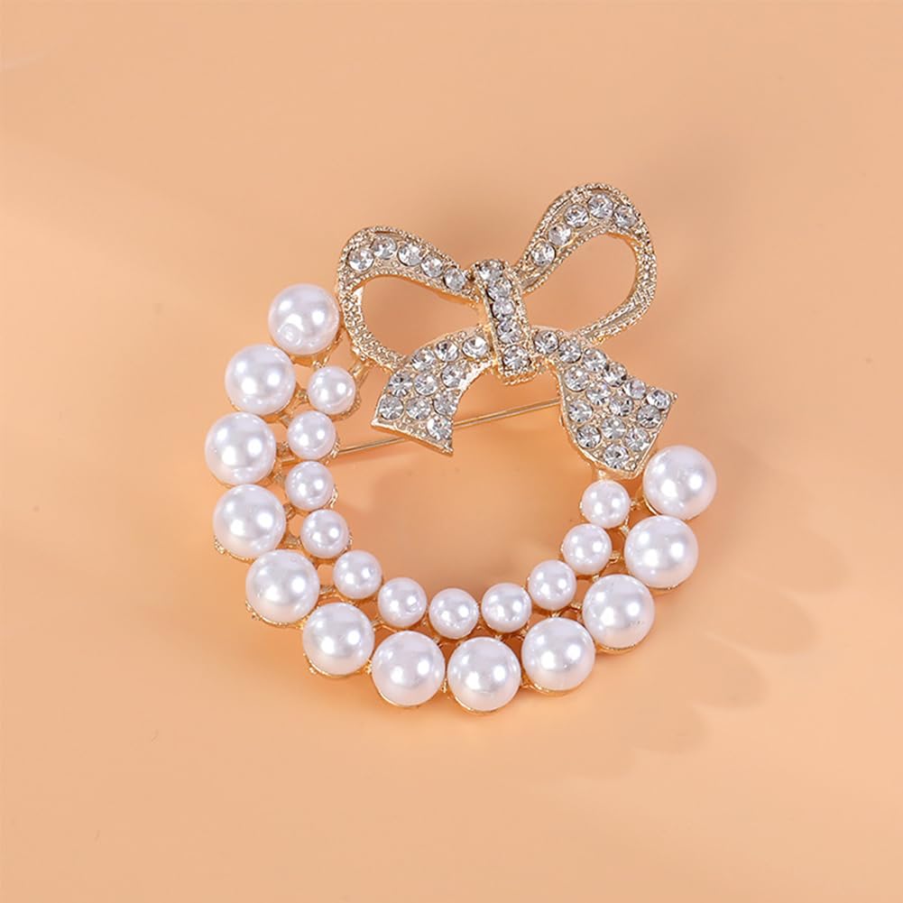 JKQBUX Chic Pearl Crystal Brooch Pins for Women Girls Fashion Shawl Pin Corsage Brooch Party Ceremony Accessories Dance Banquet Pins