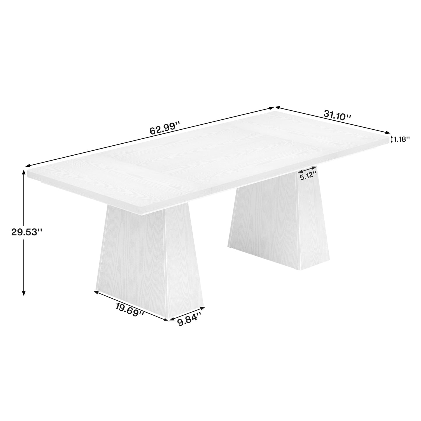 Tribesigns 63-Inch Executive Desk, Large Office Computer Desk with Double Pedestal, Modern Simple Workstations Writing Table Conference Table Business Furniture for Home Office, White
