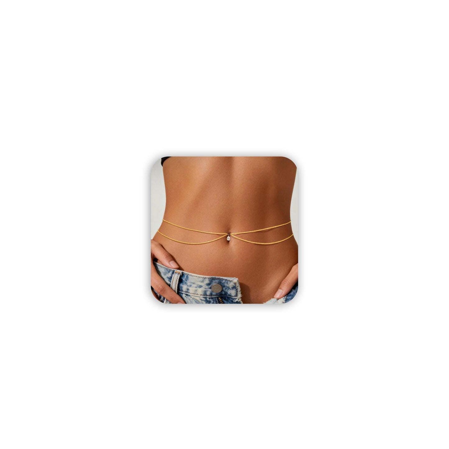 HEVOCY Gold Waist Chain for Women, Trendy Layered Belly Chain Jewelry, Adjustable Body Chain for Beach & Summer Outfit