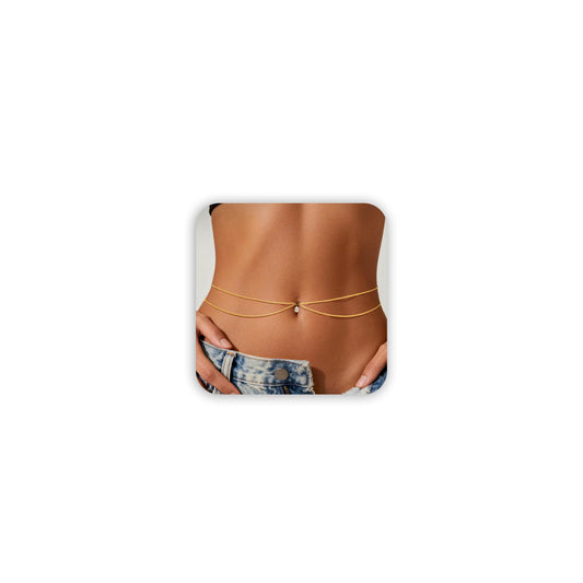 HEVOCY Gold Waist Chain for Women, Trendy Layered Belly Chain Jewelry, Adjustable Body Chain for Beach & Summer Outfit