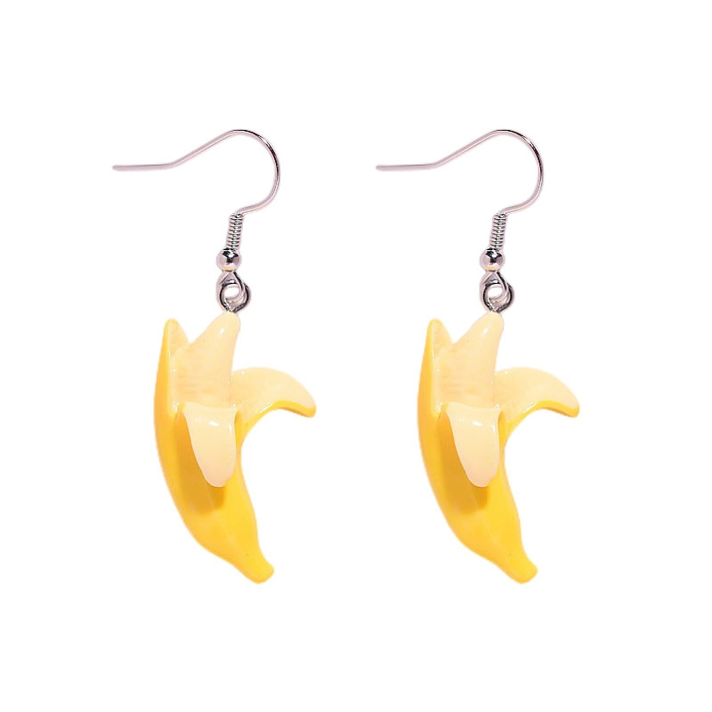 Yellow Banana Resin Dangle Drop Earrings for Women Funny Creative 3D Lifelike Imitation Summer Tropical Sweet Peeled Fruit Banana Food Lightweight Earrings for Beach Holiday Jewelry Gifts (Yellow)