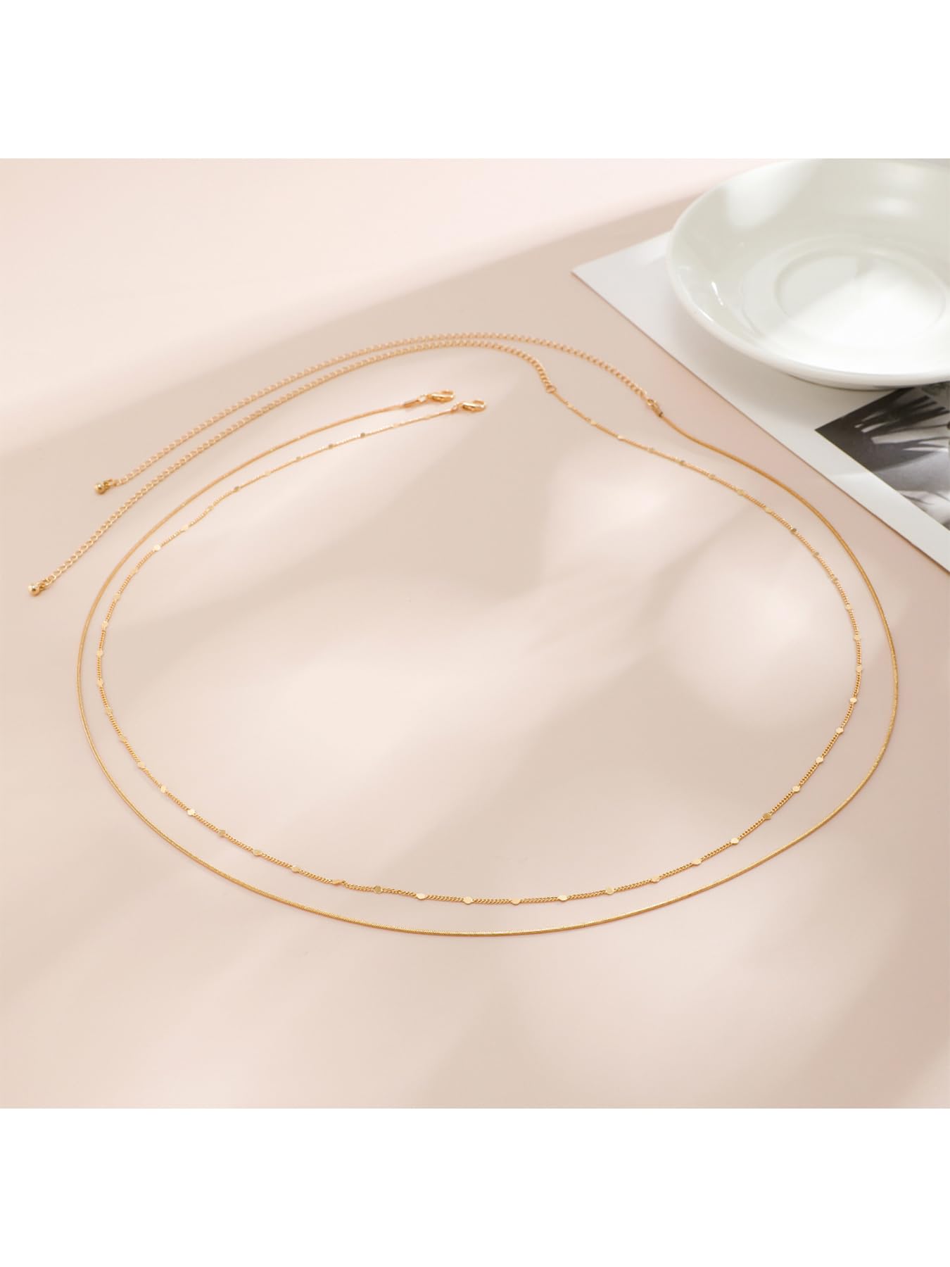 MODRSA 2pcs Layered Gold Belly Chain Gold Waist Chain for Women Waist Jewelry for Women Belly Chains Thin Stomach Jewelry Sexy Body Chains Non Tarnish Waterproof Summer Jewelry Trendy
