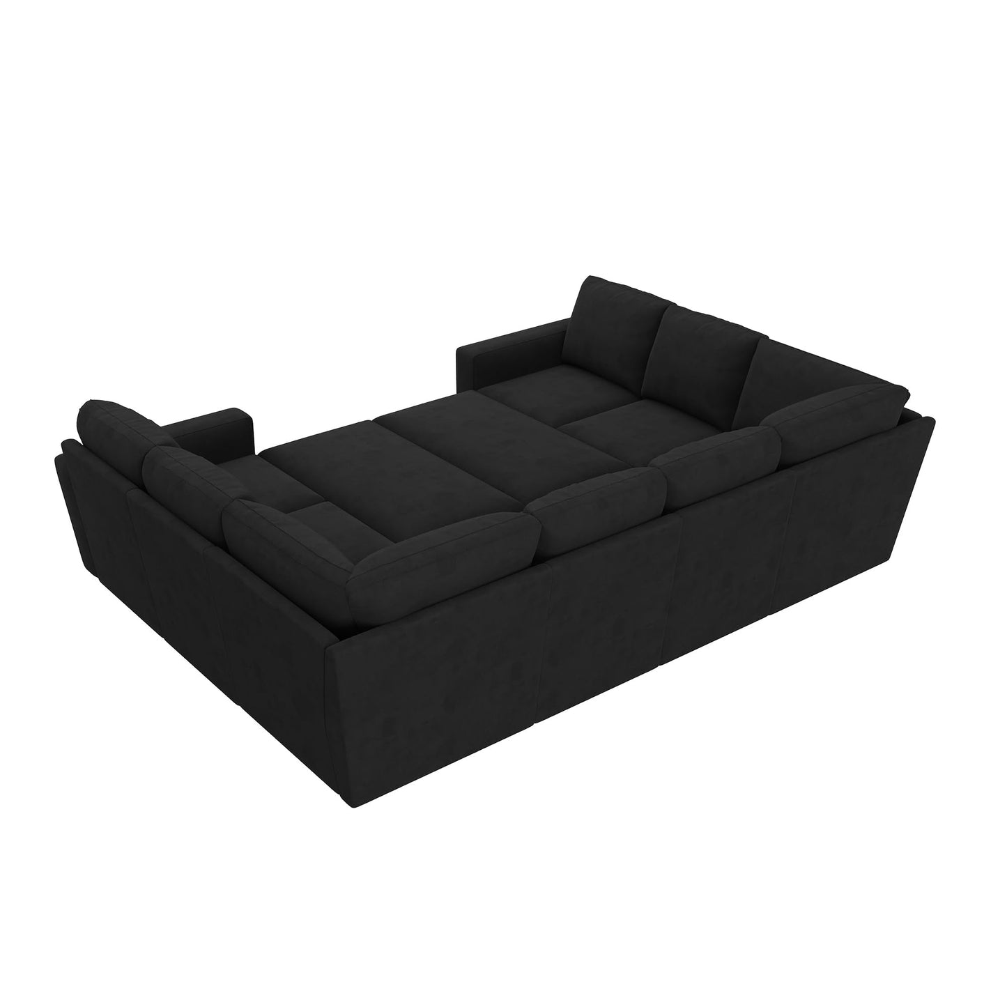 HONBAY Sleeper Sectional Couch with Pull Out Bed, Velvet Modular Sofa with Storage, U Shaped Sectional Couches for Living Room, Black