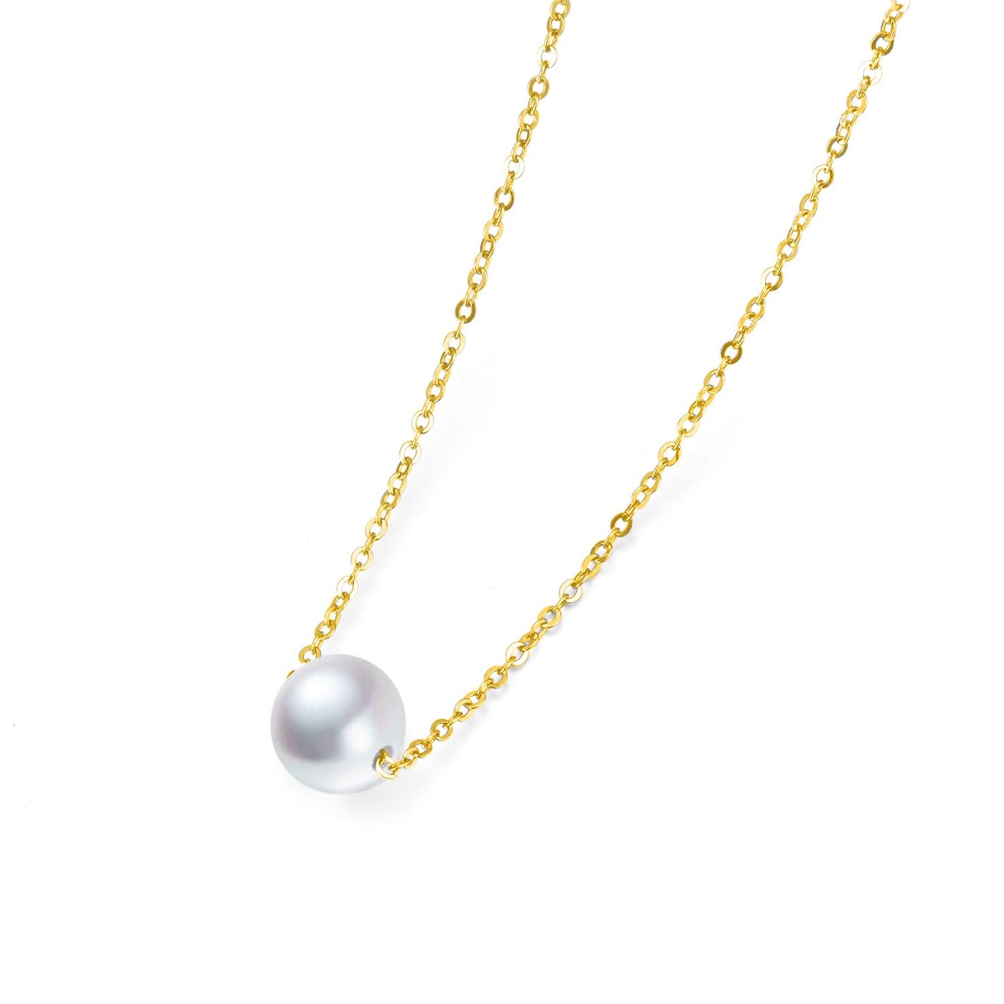 Single Pearl Choker Sterling Silver Necklace for Women 7-8mm Freshwater Cultured Pearls Wedding Bridesmaids Anniversary 16''