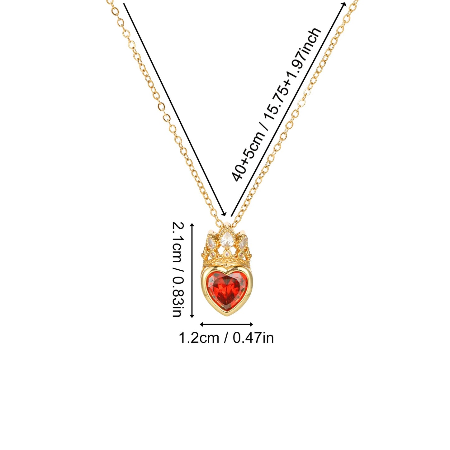 crataly Garnet Crown Heart Necklaces for Women-Gold Plated Red January Birthstone Princess Necklace For Valentine's Day Mother's Day Christmas Birthday Gifts