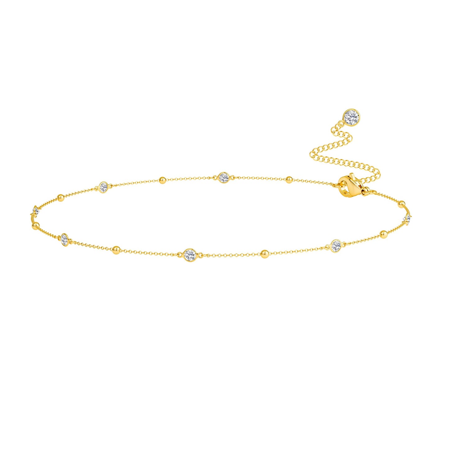CHESKY 14K Gold Plated CZ Belly Chain, Adjustable Waterproof Body Chain for Women, Sexy Bikini Waist Beads With Diamond Chain, Dainty Jewelry Gift
