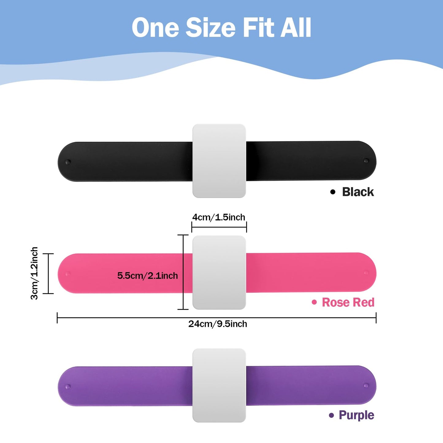Hilltian 3 PCS Magnetic Wristband for Hair Stylists, Wrist Pin Cushion, Magnetic Pin Holder Wristband for Sewing Braiding, Black Pink Purple