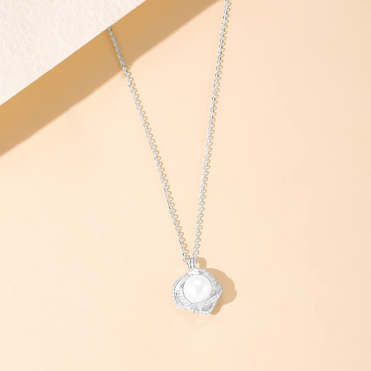 spkoueh women's pearl necklace, Womens Pendant Necklaces，925 sterling silver pendant necklace, freshwater cultured pearl, suitable for daily wear and as a gift for family and friends