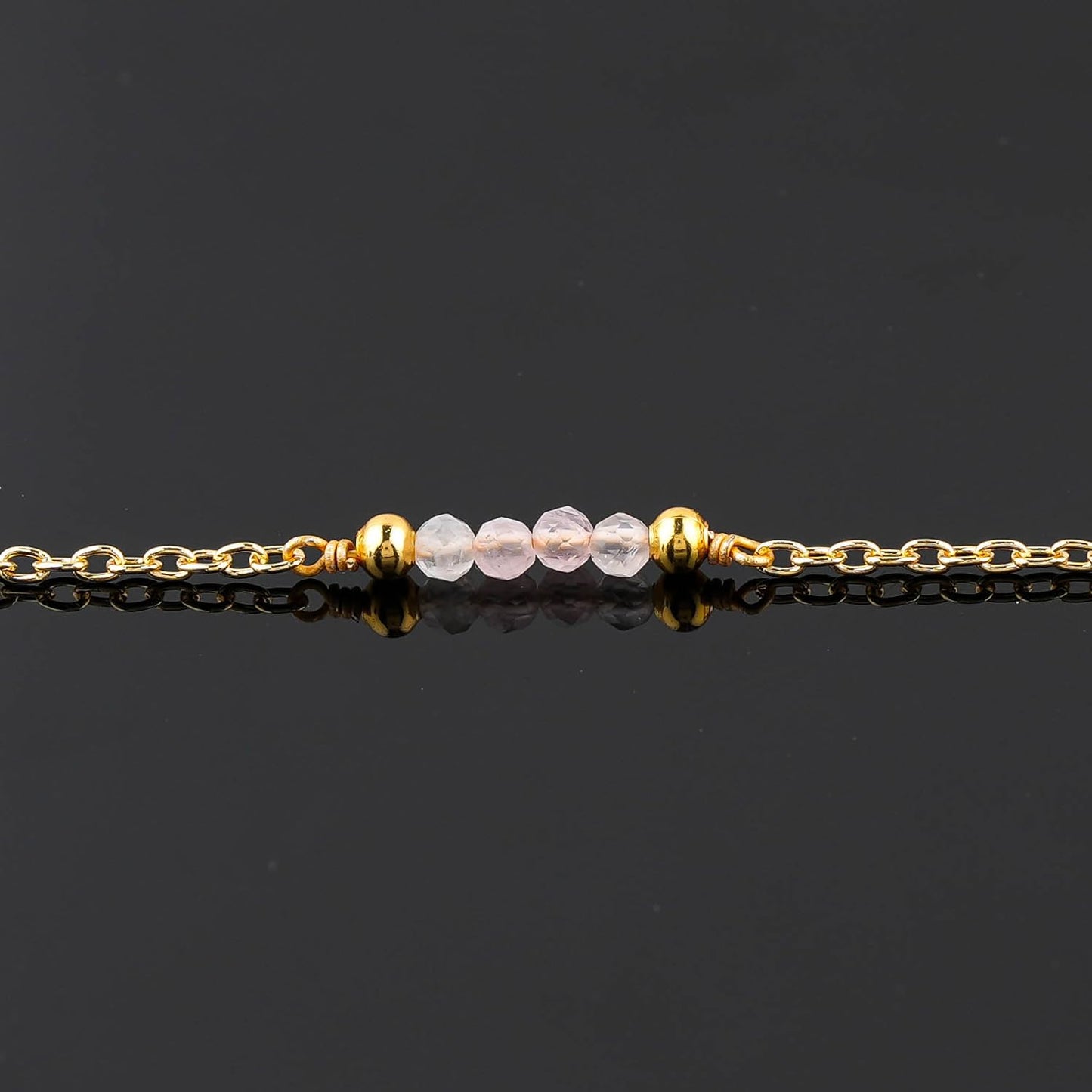 CRYSTALINES Natural Rose Quartz Gemstone Beads, Handmade Station Dangle Star Charms Anklet, 14K Gold Plated, Adjustable Fashion Boho Jewelry for Women, Healing Crystals, Christmas Gift
