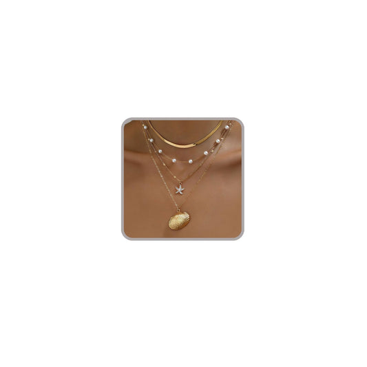 ONBRIG Seashell Necklace Beach Jewelry for Women Starfish Cowrie Puka Shell Necklaces Summer Beach Accessories for Women Vacation Mermaid Ocean Jewelry (style 3)