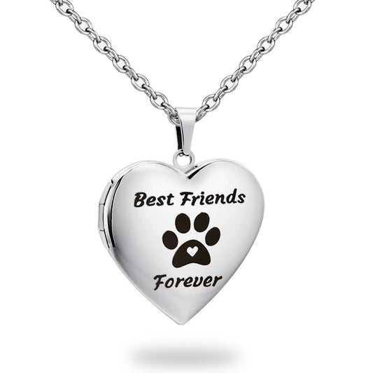 PHOCKSIN Love Heart Locket Dog Paw Print Locket Necklace For Women Dog Memorial Locket Necklace That Hold Pictures