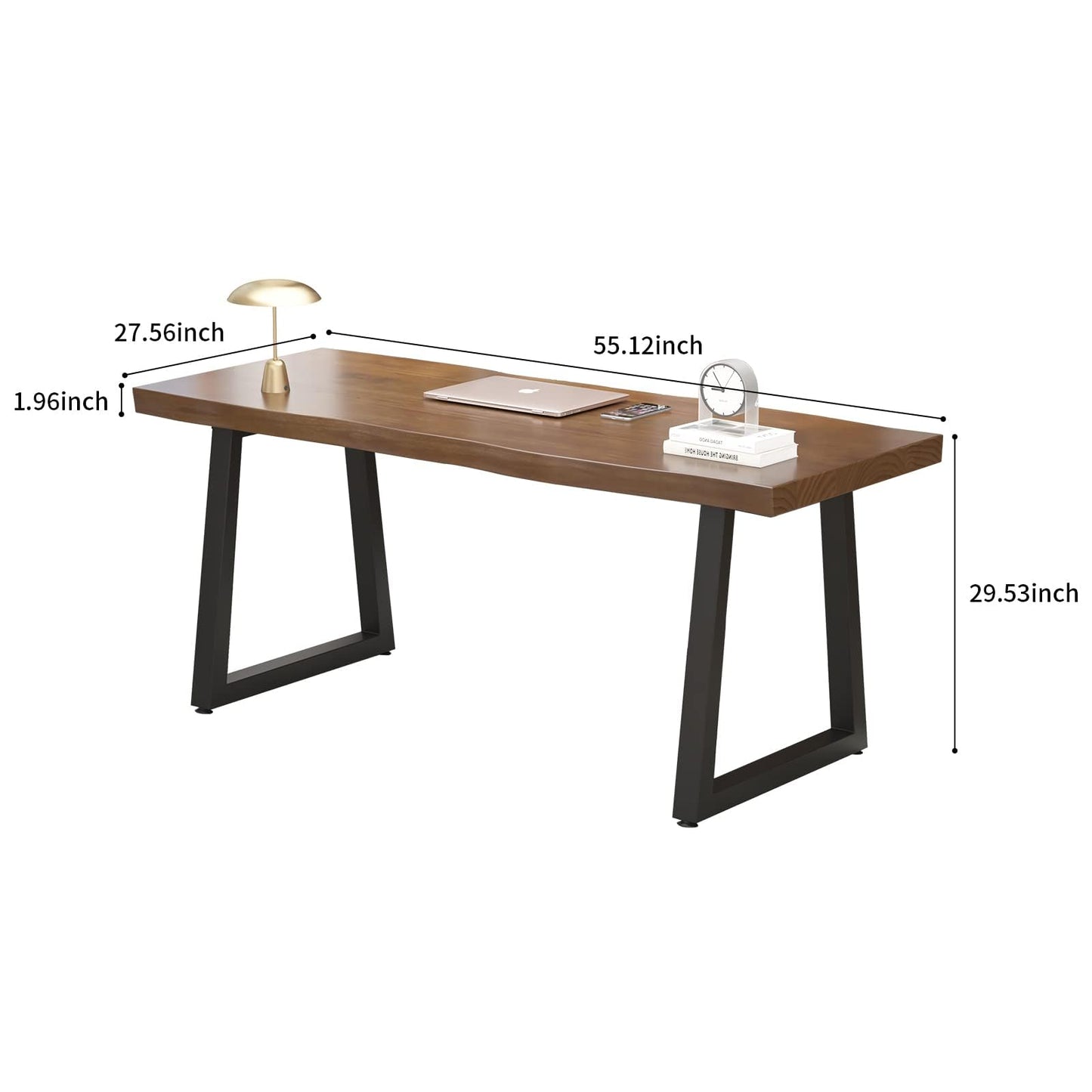 jmzx store Solid Wood Rustic Style 55.1-inch Computer Desk - Large Office Desk for Home Office, Modern and Simple Design, Ideal for Dining,Study, Writing (blackv, 55.12 * 27.56 * 29.53)
