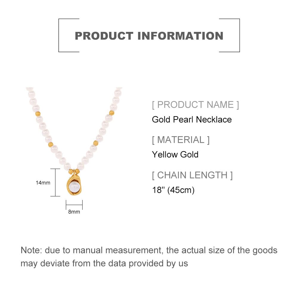 18K Yellow Gold Pearl Love Choker Necklace,Freshwater Cultured Pearl Pendant Necklaces,Fashion Jewelry for Women (Style 2, 18K Gold)