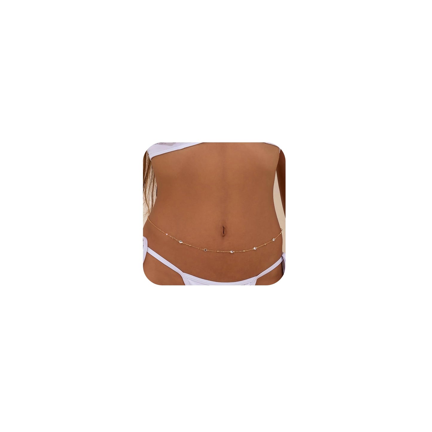 MODRSA Rhinestone Belly Chain Waist Chain for Women Gold Waist Jewelry for Women Gold Belly Chains Stomach Jewelry Body Chains non Tarnish Waterproof