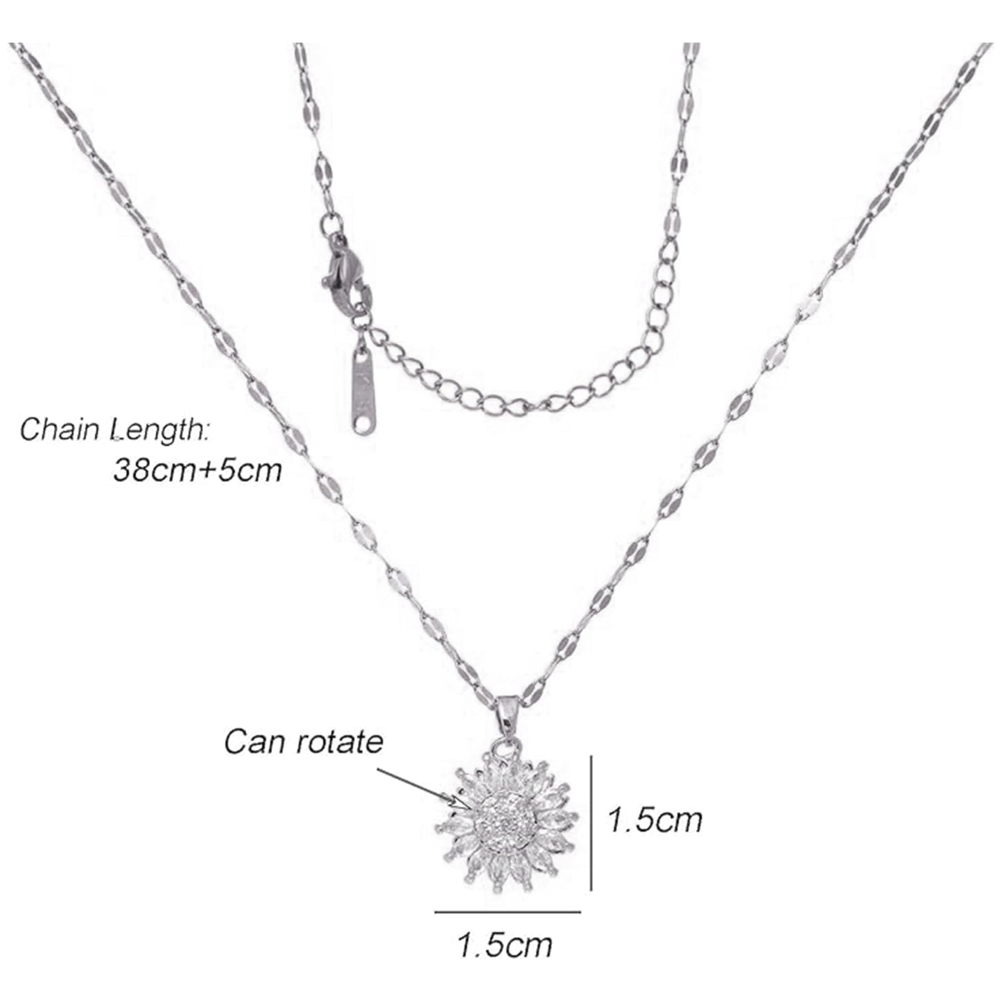 KONPJE Sunflower Fidget Necklace for Women Gold Moon Necklace Rotating Heart Necklaces Spinning Crystal Sunflower Anxiety Necklaces Crescent Moons Jewelry Accessories (Star)