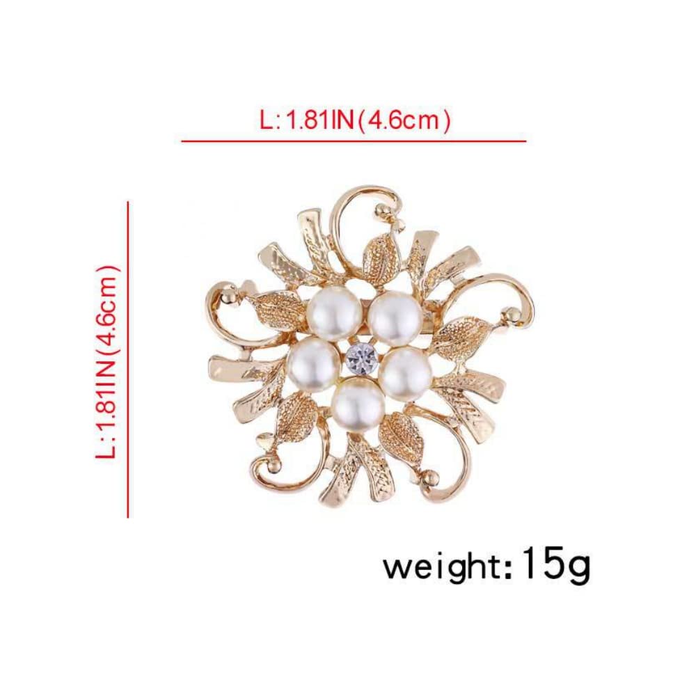 Elegant Imitation Pearl Floral Crystal Brooch Pin for Wedding Bridal Fashion Jewelry-D