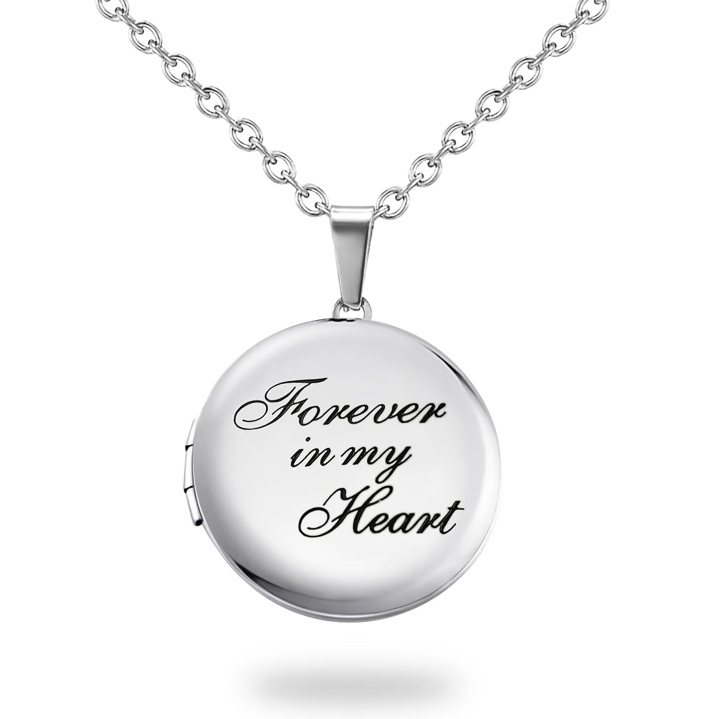 PHOCKSIN Forever In My Heart Locket Necklace for Girlfriend Silver Lockets that Holds 2 Pictures Women's Locket for Birthday Gifts